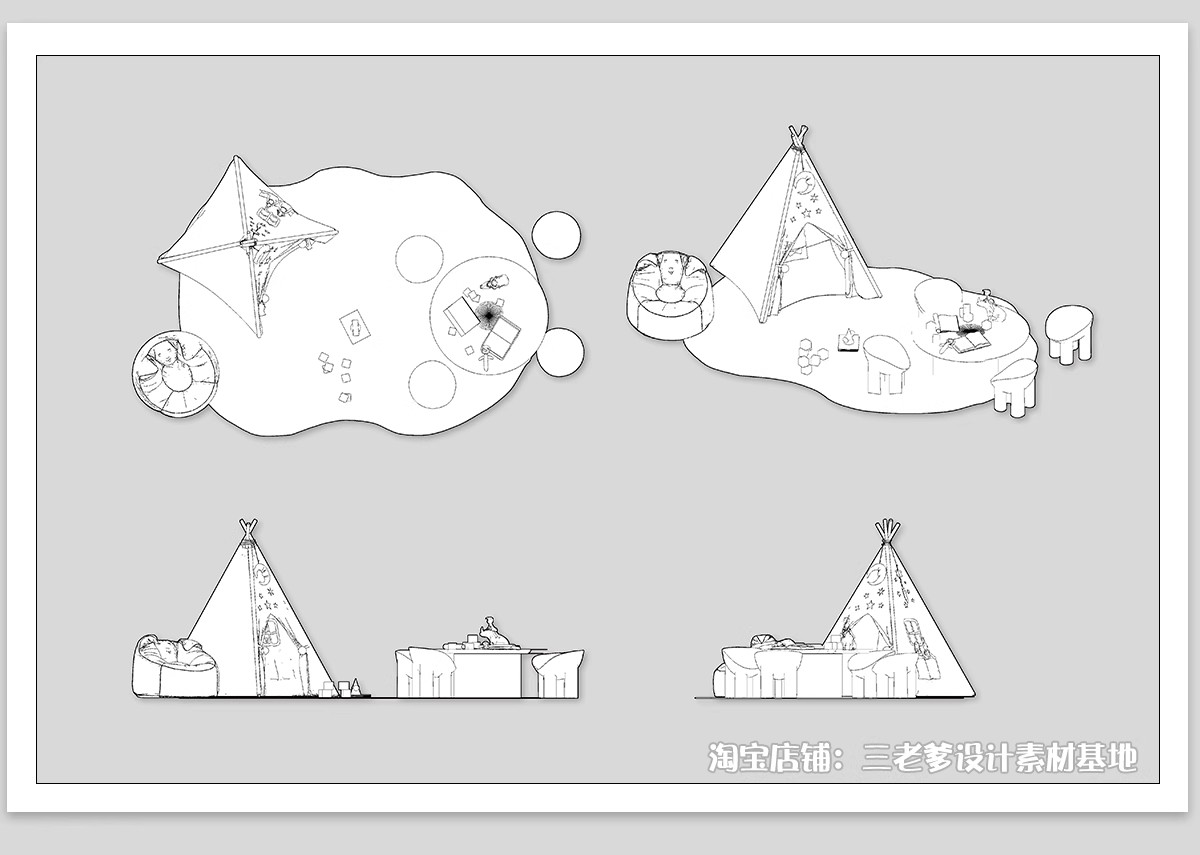 图片[11]-儿童房玩具房CAD平面布置图活动娱乐区帐篷施工图纸室内设计素材-大怪兽分享