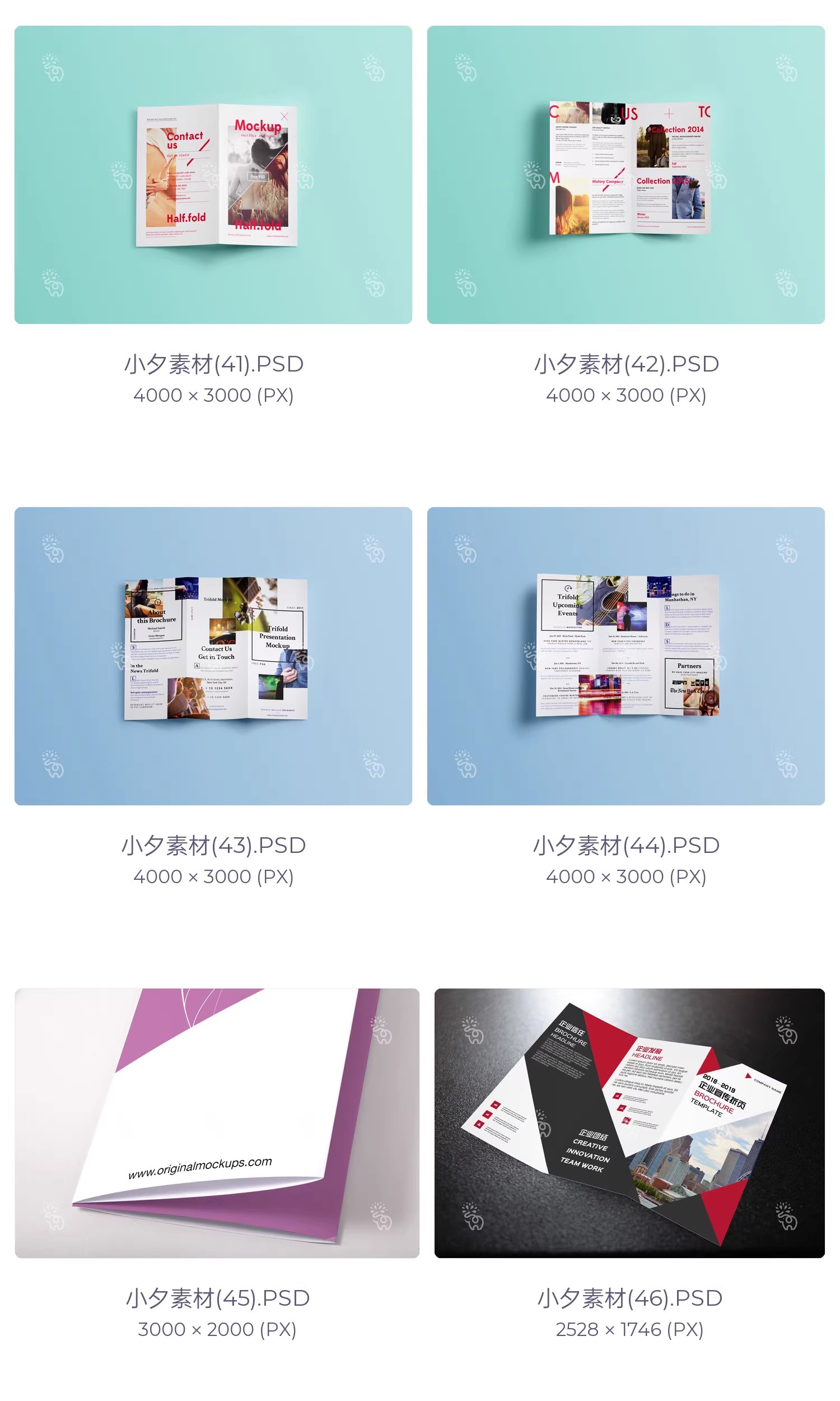 图片[11]-高端品牌对折三折页四折页展示效果图PSD分层智能贴图样机模板-大怪兽分享