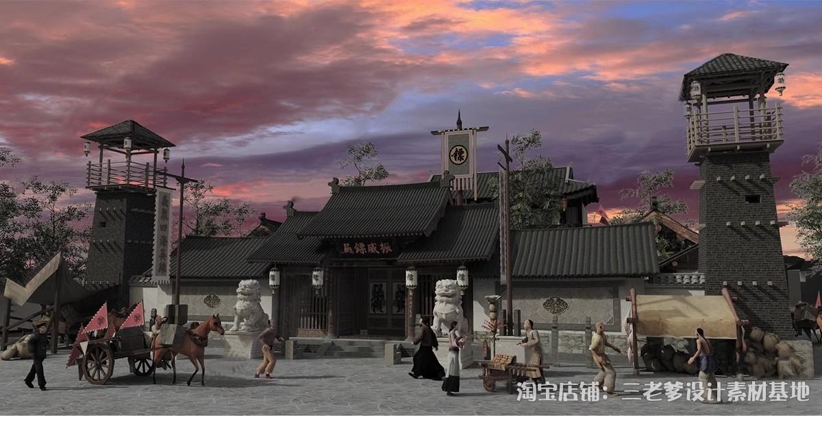 图片[11]-古代集市SU模型中式商业街道摊位商铺清明上河图古城街巷草图大师-大怪兽分享