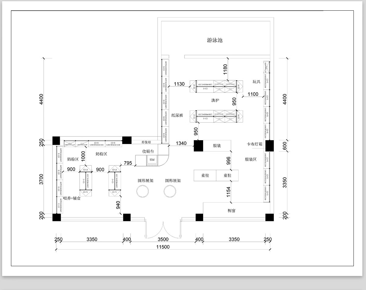 图片[11]-母婴店CAD施工图纸婴儿生活馆货柜展示柜子店面装修设计效果图库-大怪兽分享