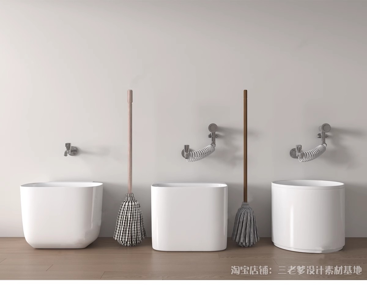 图片[11]-拖把池洗手池洁具SU模型扫把拖把簸箕水桶草图大师sketchup素材库-大怪兽分享