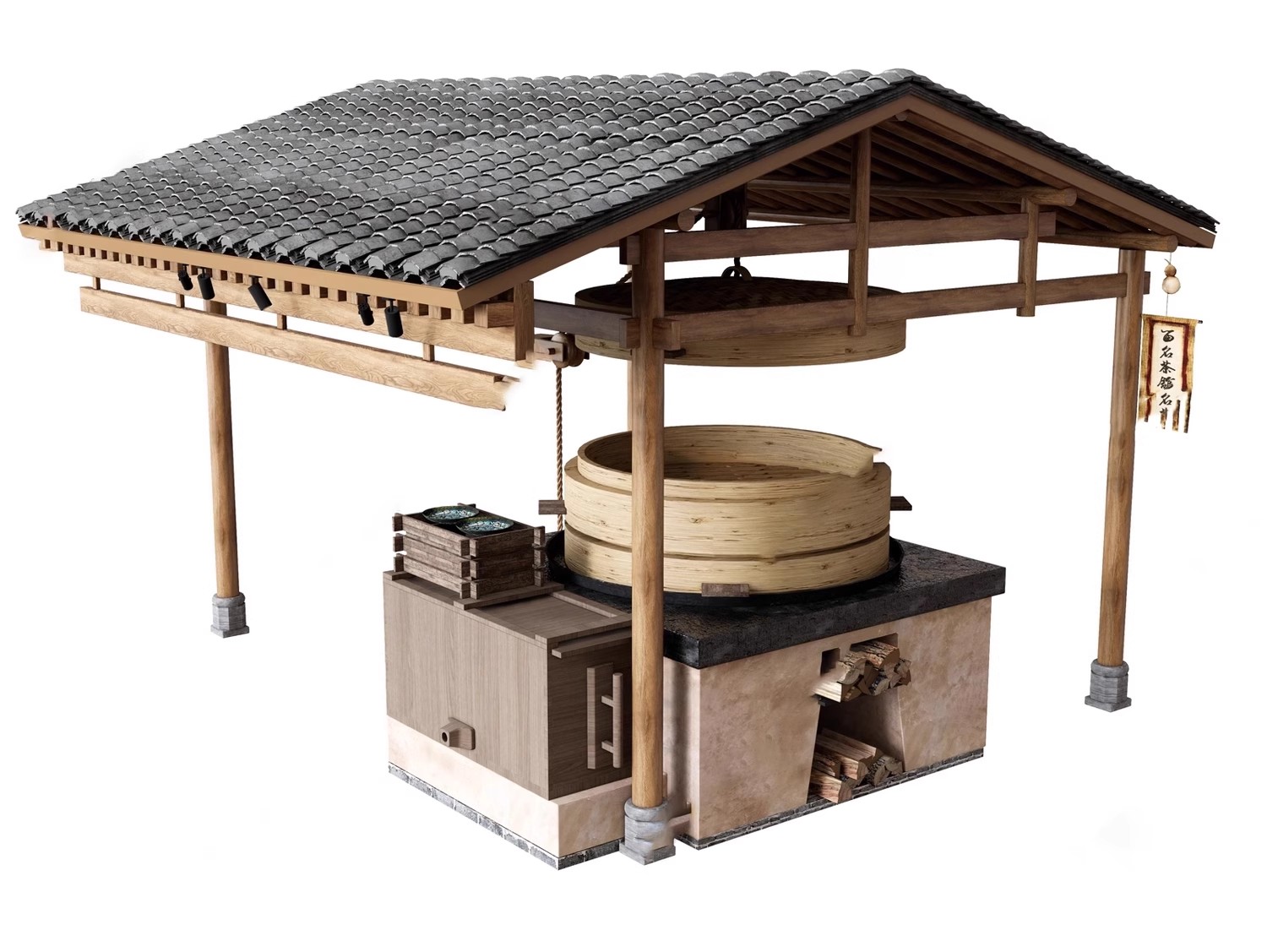 图片[11]-农村乡村农家乐旧厨房炉灶土灶台柴火灶泥土大锅灶SU模型草图大师-大怪兽分享