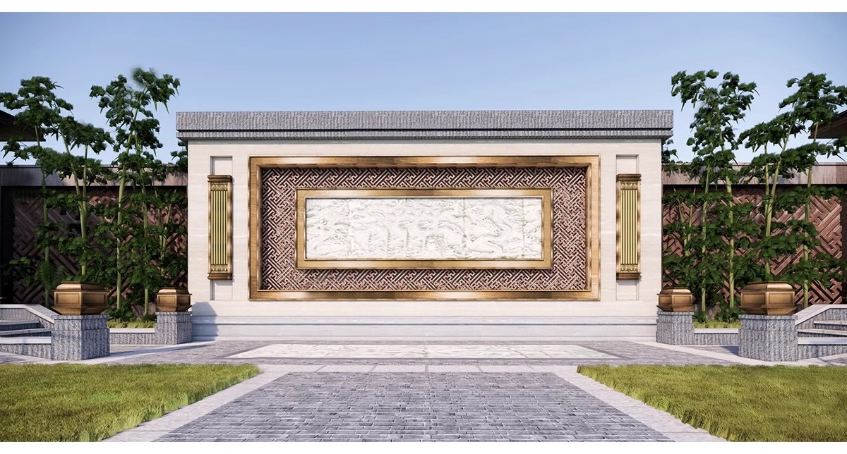 图片[11]-影壁照壁墙景墙su模型庭院四合院围墙院子屏风浮雕新中式草图大师-大怪兽分享