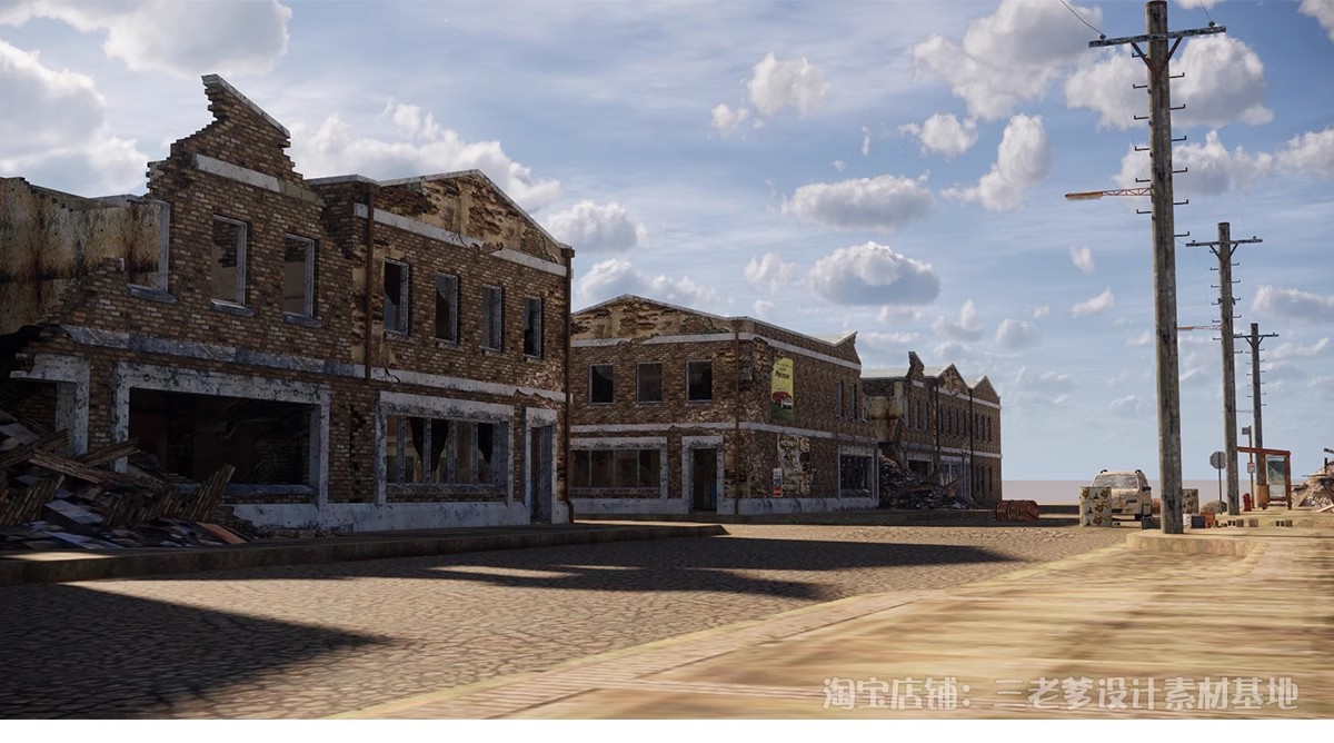 图片[11]-建筑废墟SU模型工业风遗址游戏场景战损街道破旧房屋汽车草图大师-大怪兽分享
