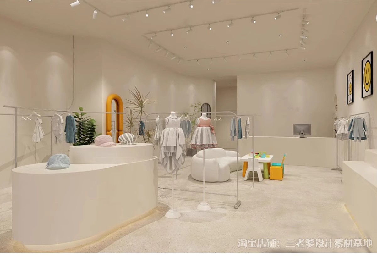 图片[11]-儿童服装店专卖店婴儿童装店店铺门头SU模型草图大师现代北欧素材-大怪兽分享