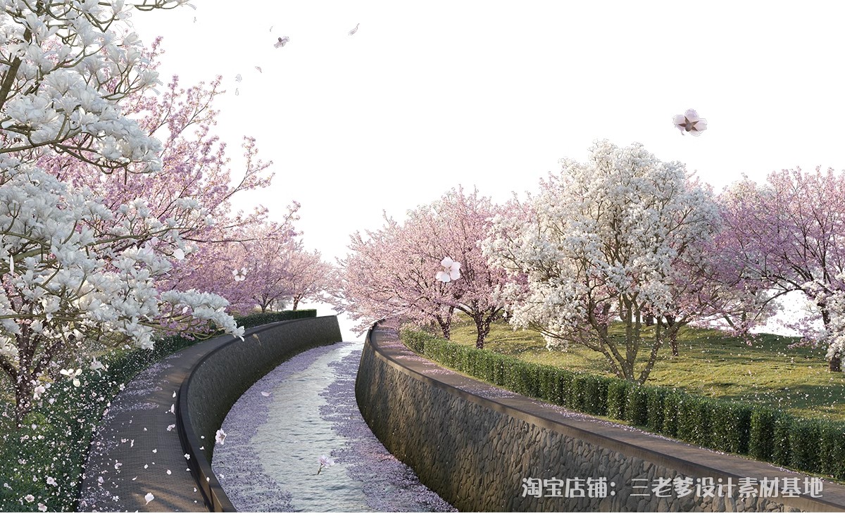 图片[11]-樱花树梅花树PS免抠 景观园林梅花桃花花瓣街道植物PSD效果图素材-大怪兽分享
