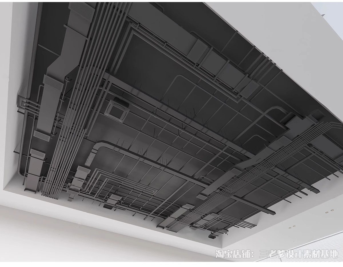 图片[12]-工业风通风管道吊顶天花3D模型 方形办公消防钢架钢结构钢管3dmax-大怪兽分享