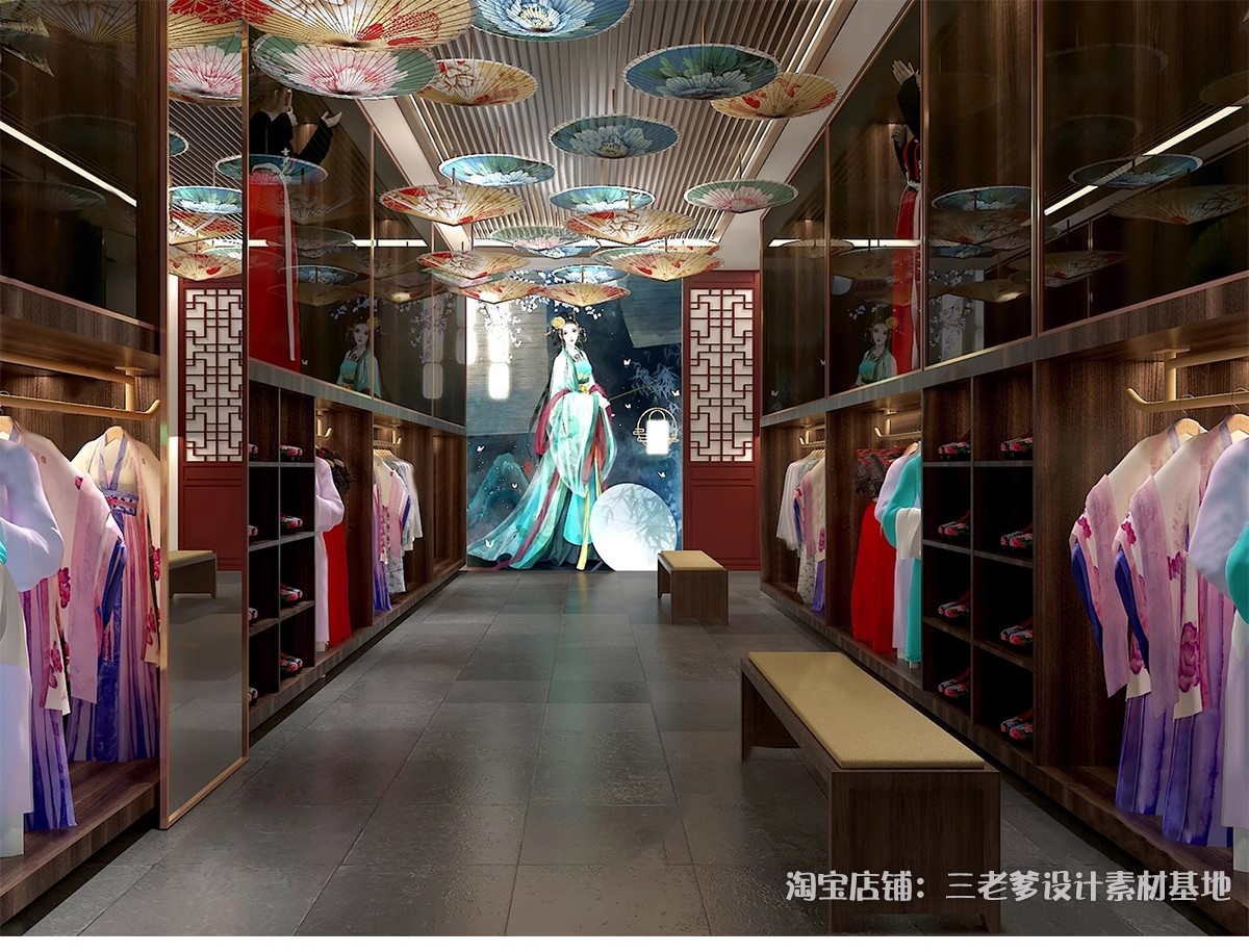 图片[12]-汉服旗袍服装店SU模型文创商店唐宋传统文化古装服饰展厅草图大师-大怪兽分享