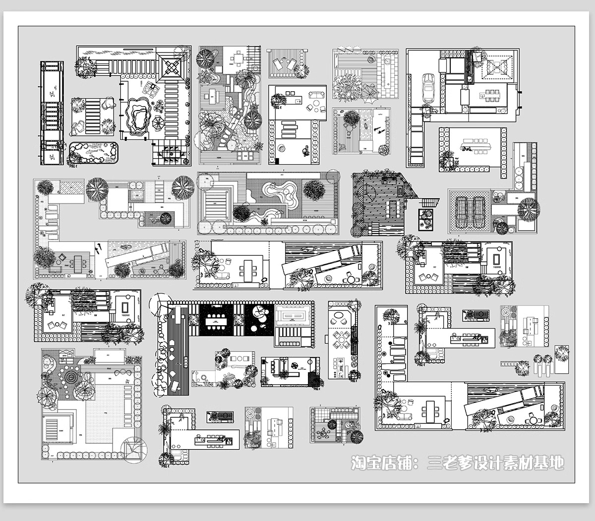 图片[12]-阳台露台CAD图块造景别墅庭院休闲景观花园户外家具平面图施工图-大怪兽分享