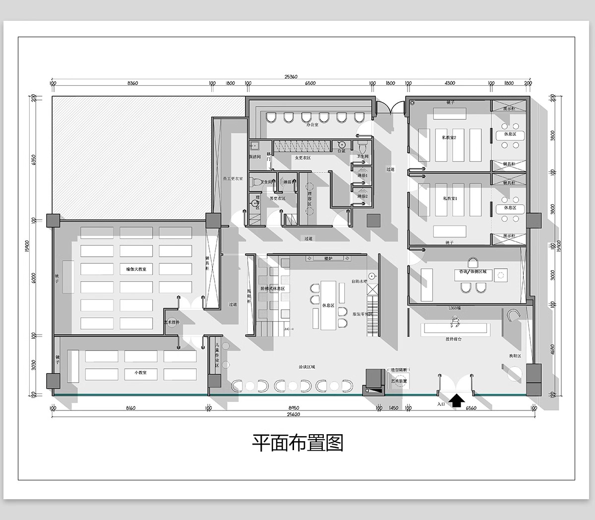 图片[12]-健身房CAD施工图纸设计室内瑜伽运动器材器械平面布置布局方案-大怪兽分享