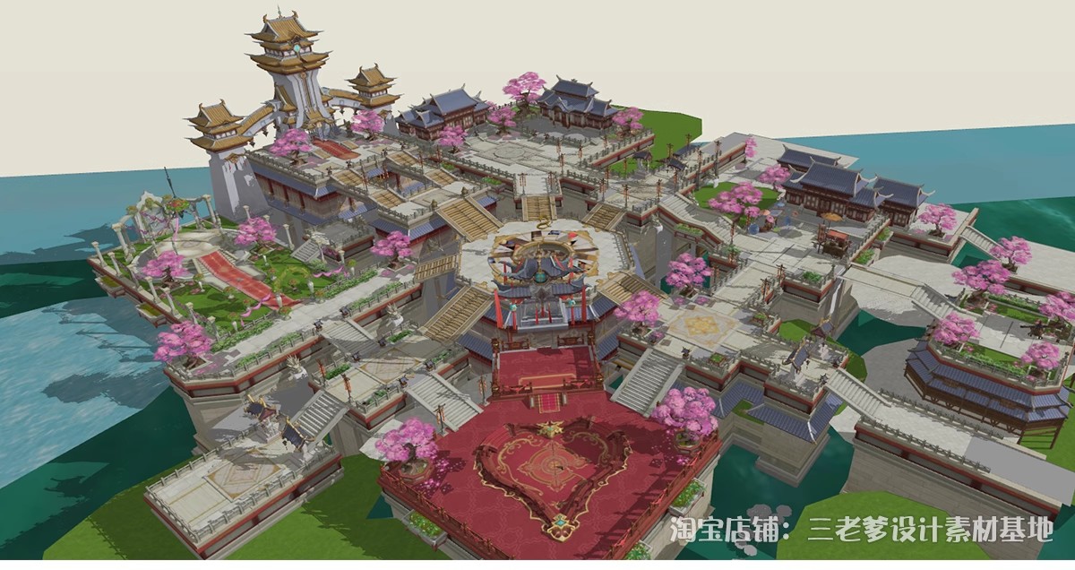 图片[12]-游戏影视动画场景SU模型 中式古风仙侠宫殿建筑科幻基地草图大师-大怪兽分享