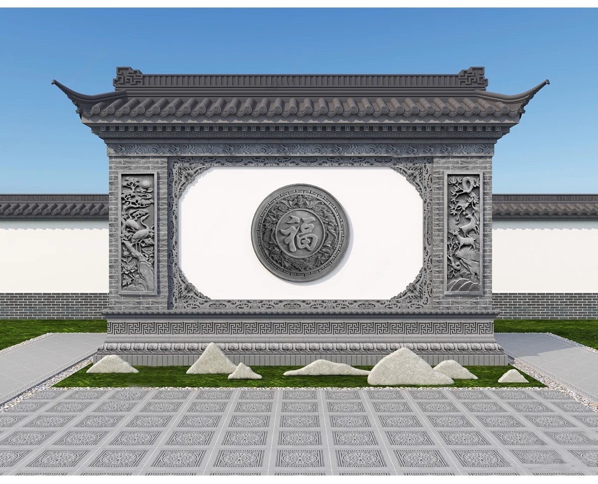 图片[12]-影壁照壁墙景墙su模型庭院四合院围墙院子屏风浮雕新中式草图大师-大怪兽分享