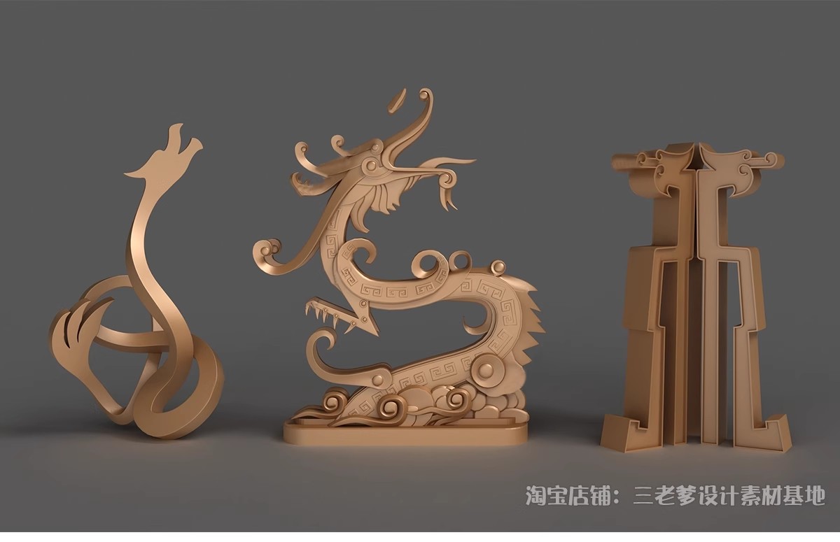 图片[13]-中式古代神兽龙王石雕SU模型中国风水景雕塑印章图章玉玺草图大师-大怪兽分享