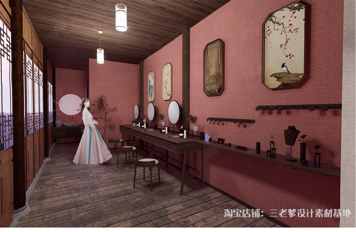 图片[13]-汉服旗袍服装店SU模型文创商店唐宋传统文化古装服饰展厅草图大师-大怪兽分享