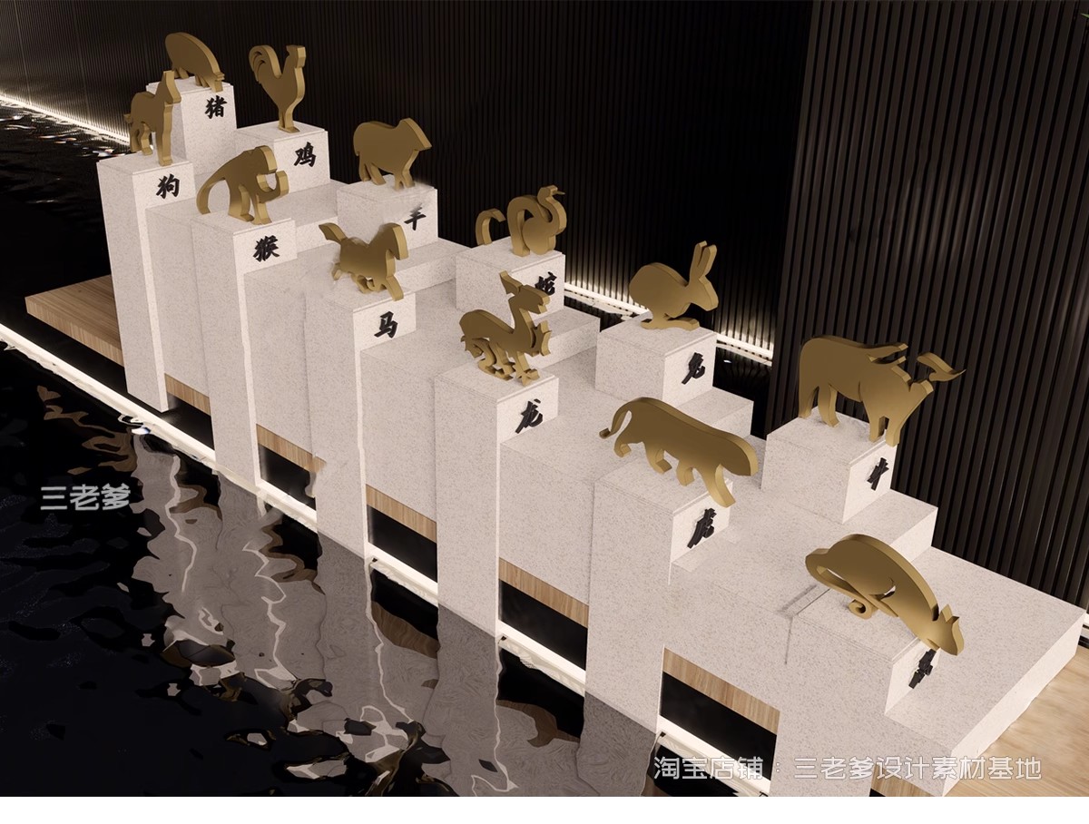 图片[13]-十二12生肖SU模型雕塑动物雕塑小品兽首石雕塑牛羊狗猴虎草图大师-大怪兽分享