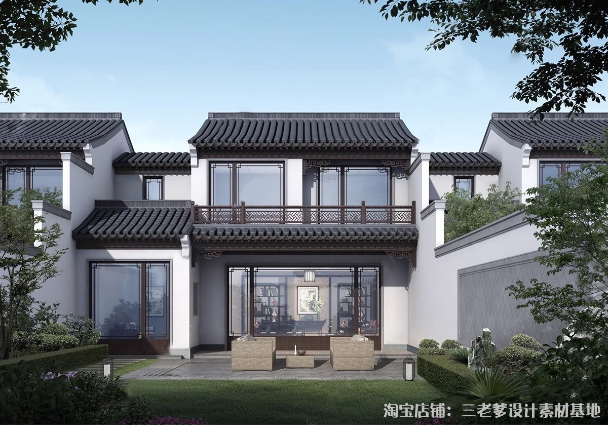 图片[13]-合院别墅SU模型库四合院自建房外观中式古建民宿建筑园林景观设计-大怪兽分享