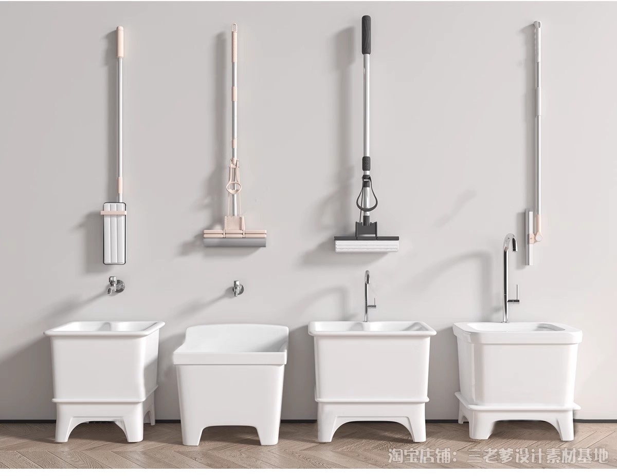 图片[13]-拖把池洗手池洁具SU模型扫把拖把簸箕水桶草图大师sketchup素材库-大怪兽分享