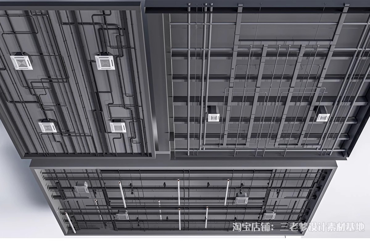 图片[14]-工业风通风管道吊顶天花3D模型 方形办公消防钢架钢结构钢管3dmax-大怪兽分享
