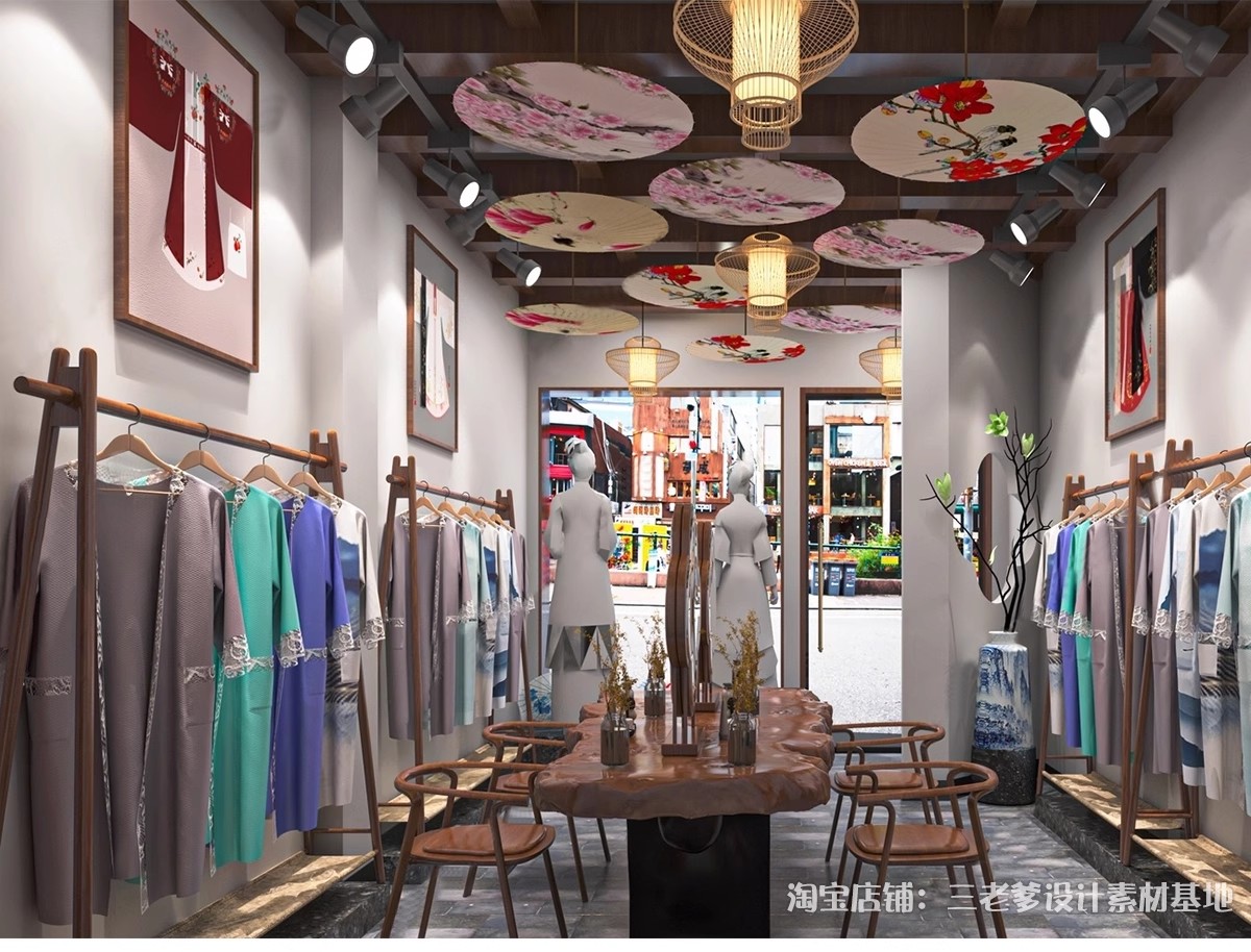 图片[14]-汉服旗袍服装店SU模型文创商店唐宋传统文化古装服饰展厅草图大师-大怪兽分享