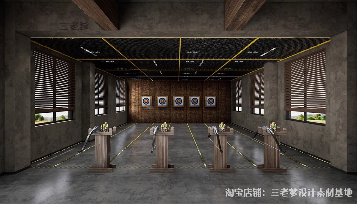 图片[14]-射箭馆射击场地打靶场su模型弓箭体验馆原始原木风俱乐部草图大师-大怪兽分享