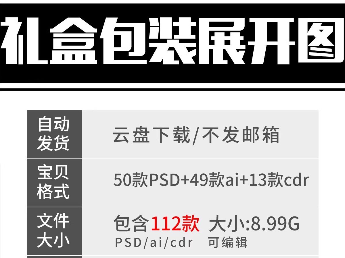 图片[2]-礼盒纸盒手提盒包装展开图创意模板PSD/ai/cdr源文件包装设计素材-大怪兽分享