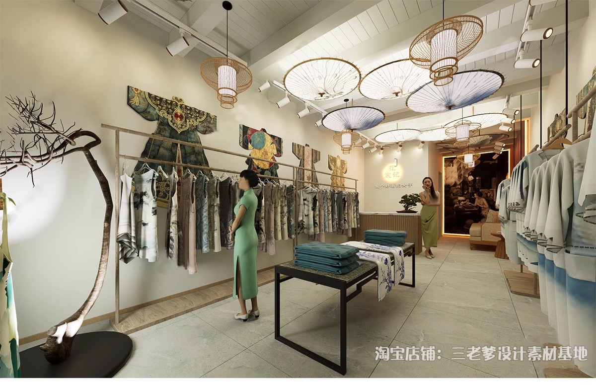 图片[15]-汉服旗袍服装店SU模型文创商店唐宋传统文化古装服饰展厅草图大师-大怪兽分享