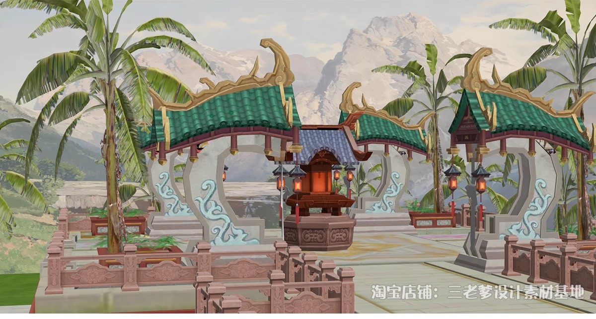 图片[15]-游戏影视动画场景SU模型 中式古风仙侠宫殿建筑科幻基地草图大师-大怪兽分享