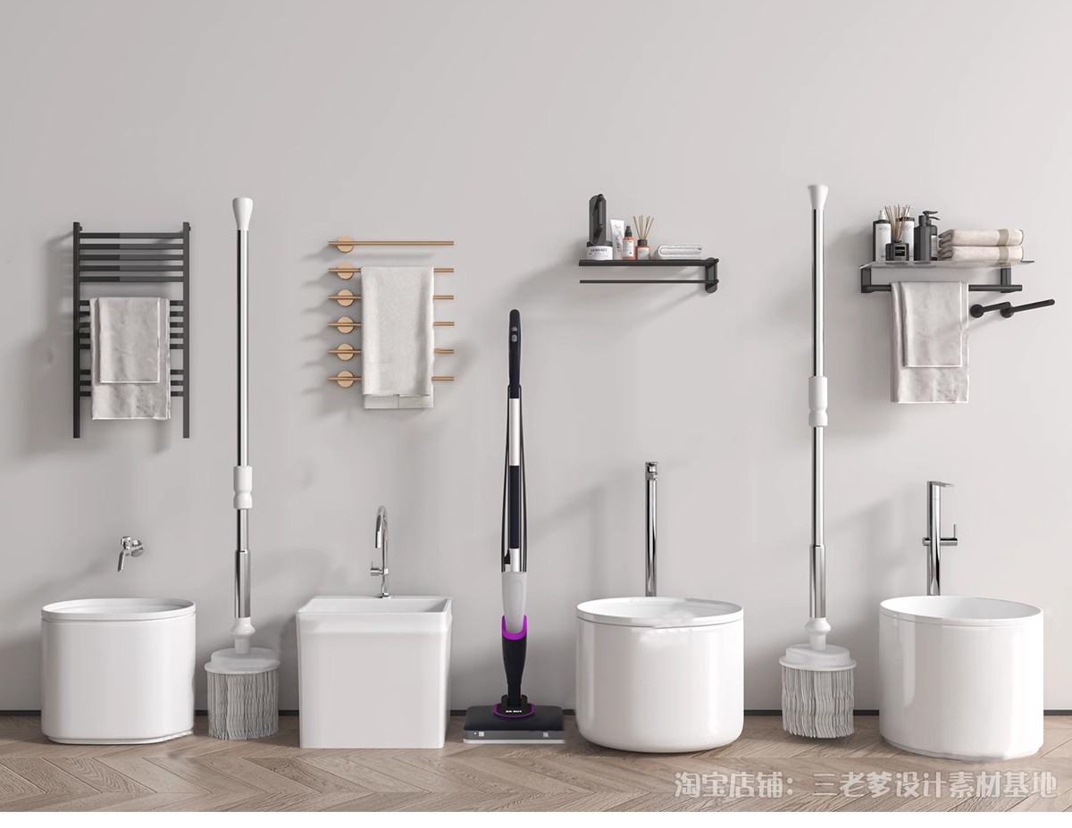 图片[15]-拖把池洗手池洁具SU模型扫把拖把簸箕水桶草图大师sketchup素材库-大怪兽分享