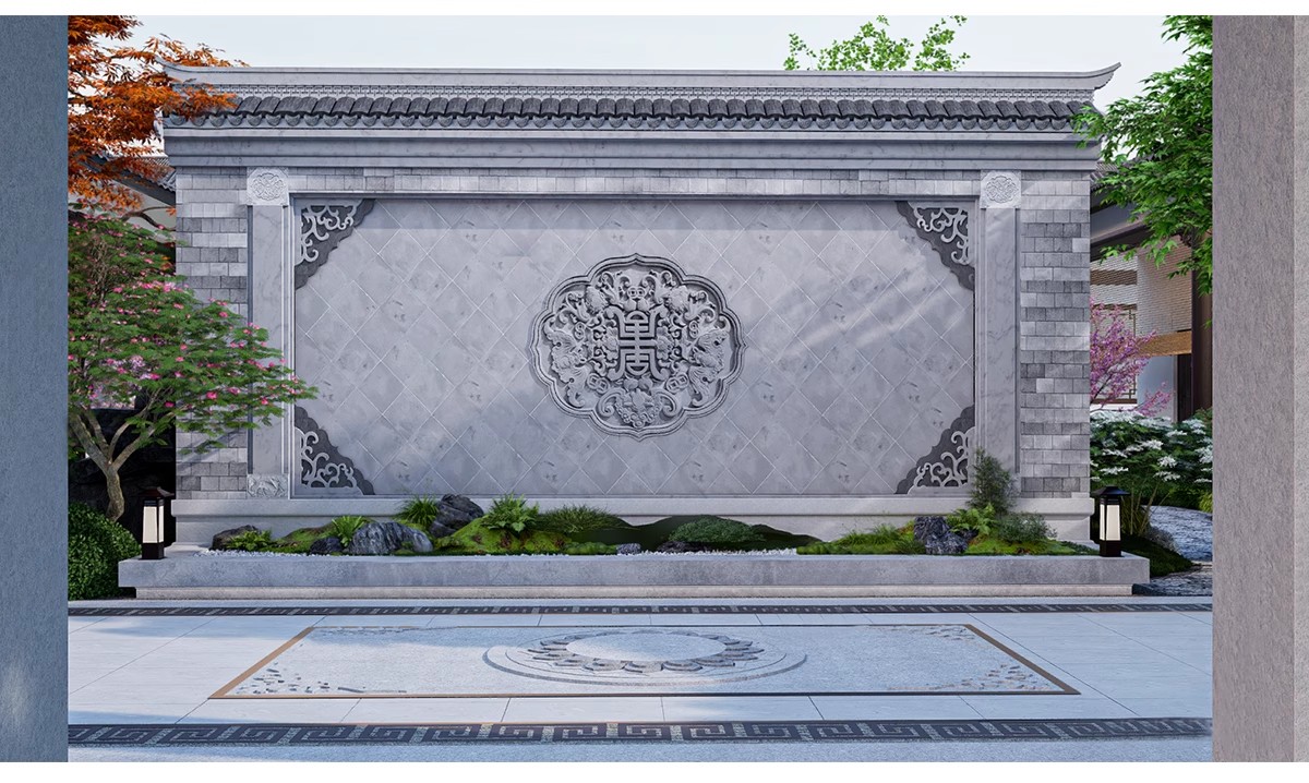 图片[15]-影壁照壁墙景墙su模型庭院四合院围墙院子屏风浮雕新中式草图大师-大怪兽分享