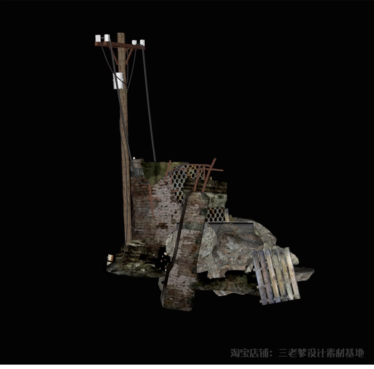 图片[15]-建筑废墟SU模型工业风遗址游戏场景战损街道破旧房屋汽车草图大师-大怪兽分享