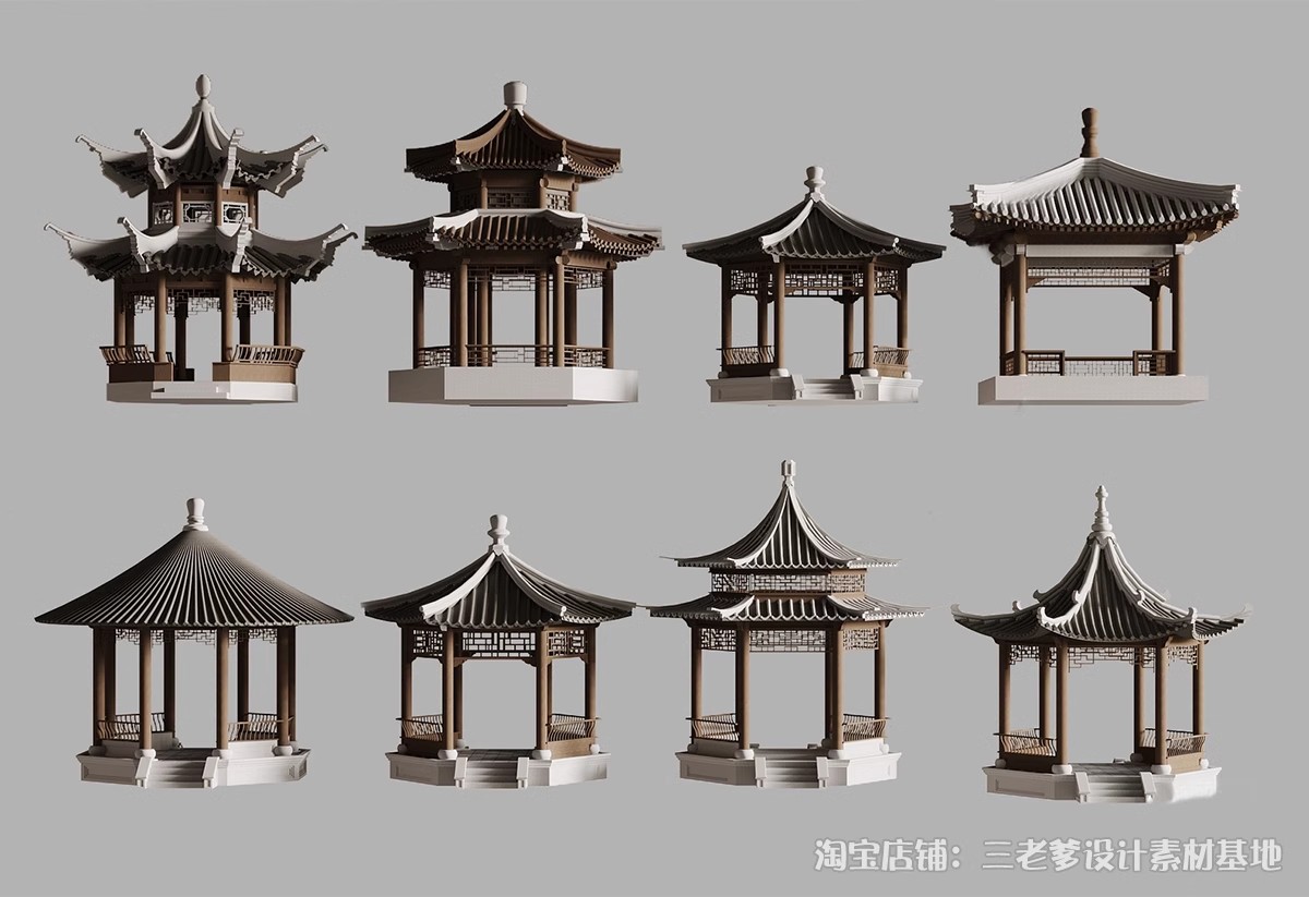 图片[16]-凉亭3D模型 户外廊架户外休闲亭子中式古建园林建筑景观3dmax素材-大怪兽分享
