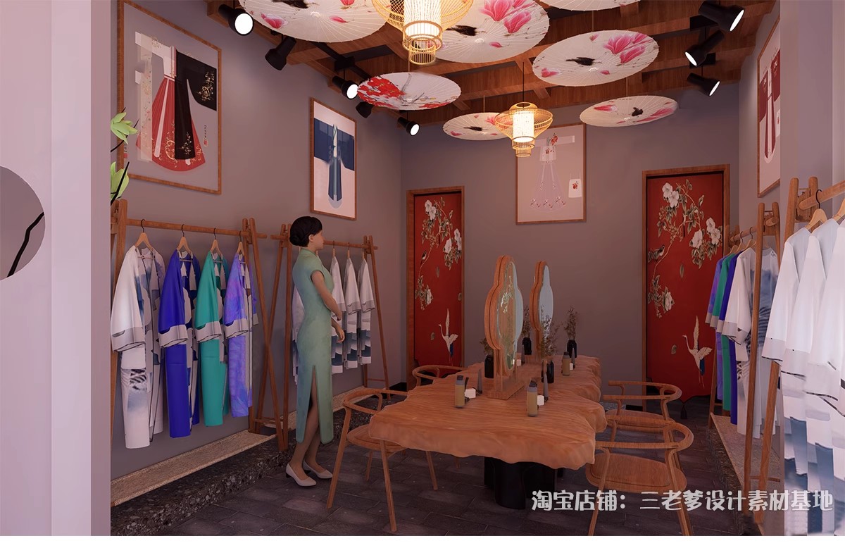 图片[16]-汉服旗袍服装店SU模型文创商店唐宋传统文化古装服饰展厅草图大师-大怪兽分享