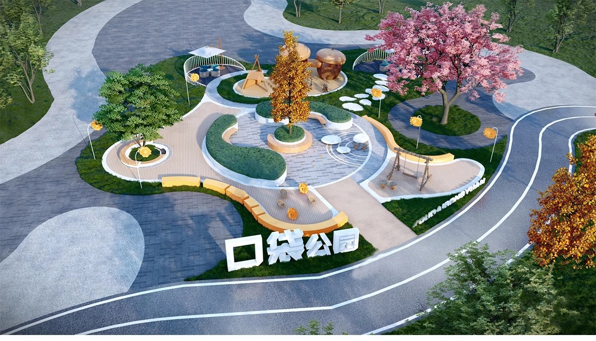 图片[16]-现代线性带状口袋公园街头绿地市政小游园城市休闲广场景观su模型-大怪兽分享