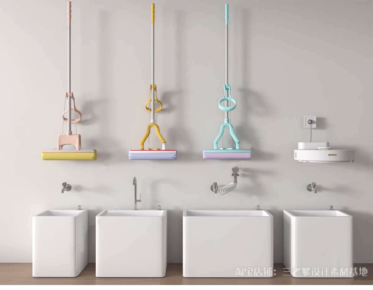 图片[16]-拖把池洗手池洁具SU模型扫把拖把簸箕水桶草图大师sketchup素材库-大怪兽分享