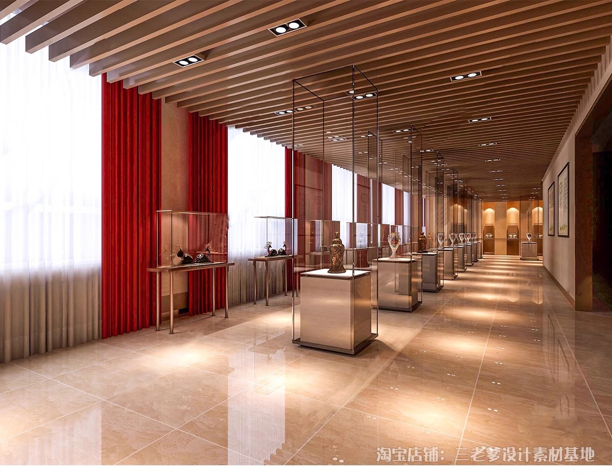 图片[16]-瓷器文化陶瓷青花瓷展厅SU模型新中式博物馆展馆展柜展架草图大师-大怪兽分享