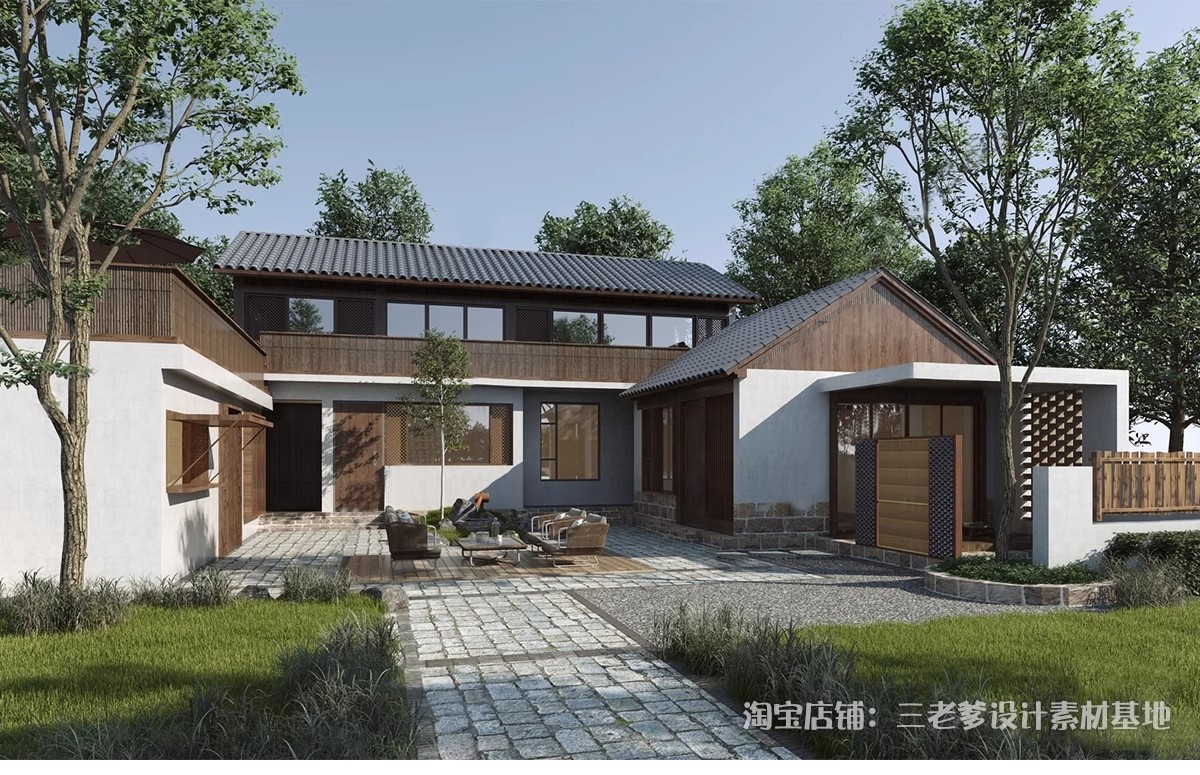 图片[17]-民宿酒店建筑外观3D模型 度假村农村老房改造新景区美丽乡村3dmax-大怪兽分享