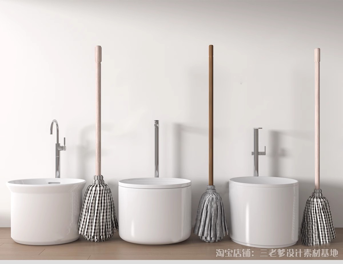 图片[17]-拖把池洗手池洁具SU模型扫把拖把簸箕水桶草图大师sketchup素材库-大怪兽分享