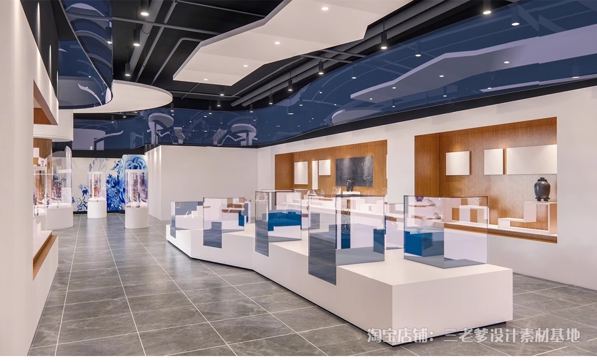 图片[17]-瓷器文化陶瓷青花瓷展厅SU模型新中式博物馆展馆展柜展架草图大师-大怪兽分享