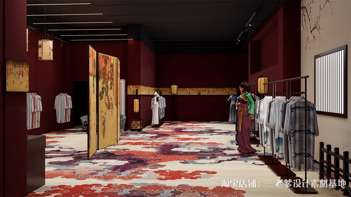 图片[18]-汉服旗袍服装店SU模型文创商店唐宋传统文化古装服饰展厅草图大师-大怪兽分享