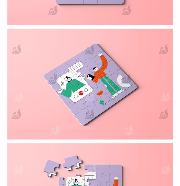 图片[4]-卡通儿童玩具文创拼图卡片印花图案VI提案展示样机PSD设计素材PS-大怪兽分享