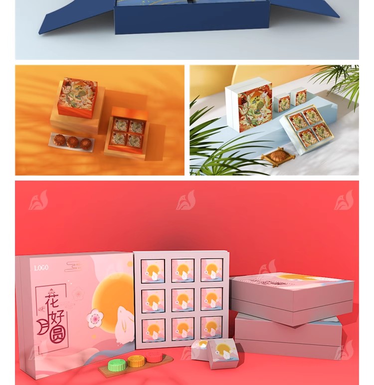 图片[4]-PS高端品牌中国风中秋月饼礼盒样机国潮盒子包装贴图psd设计素材-大怪兽分享