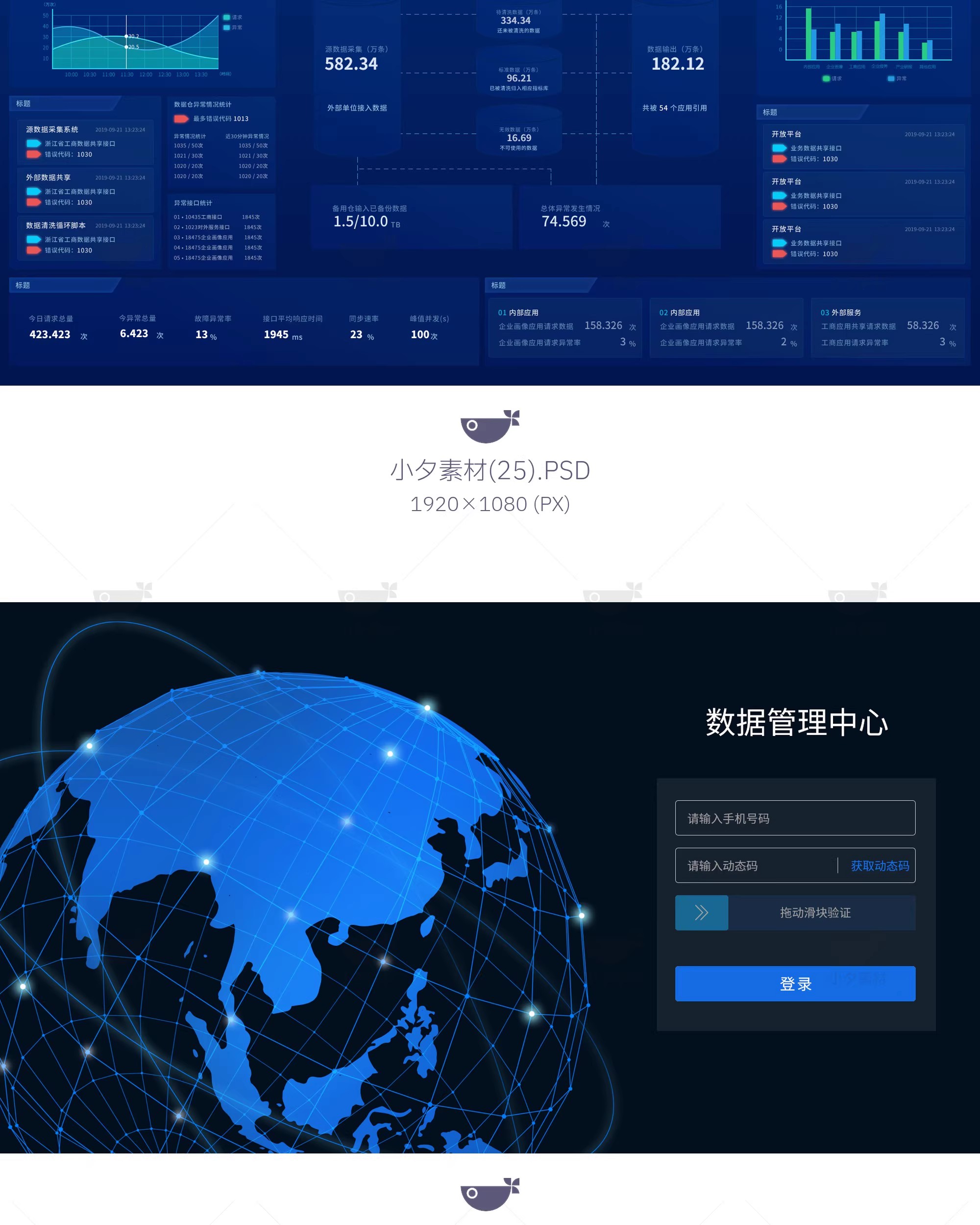 图片[18]-企业科技可视化大屏数据展示后台管理系统平台首页PSD设计素材-大怪兽分享