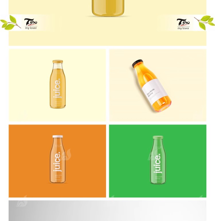 图片[4]-玻璃瓶饮料塑料瓶产品瓶子标签品牌logo贴图效果VI样机psd设计素-大怪兽分享