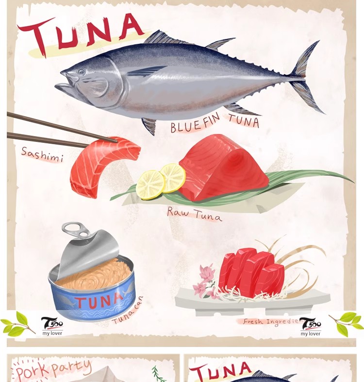 图片[6]-手绘食物PSD海鲜螃蟹蔬菜牛肉日料甜品蛋糕寿司美食海报PNG素材-大怪兽分享