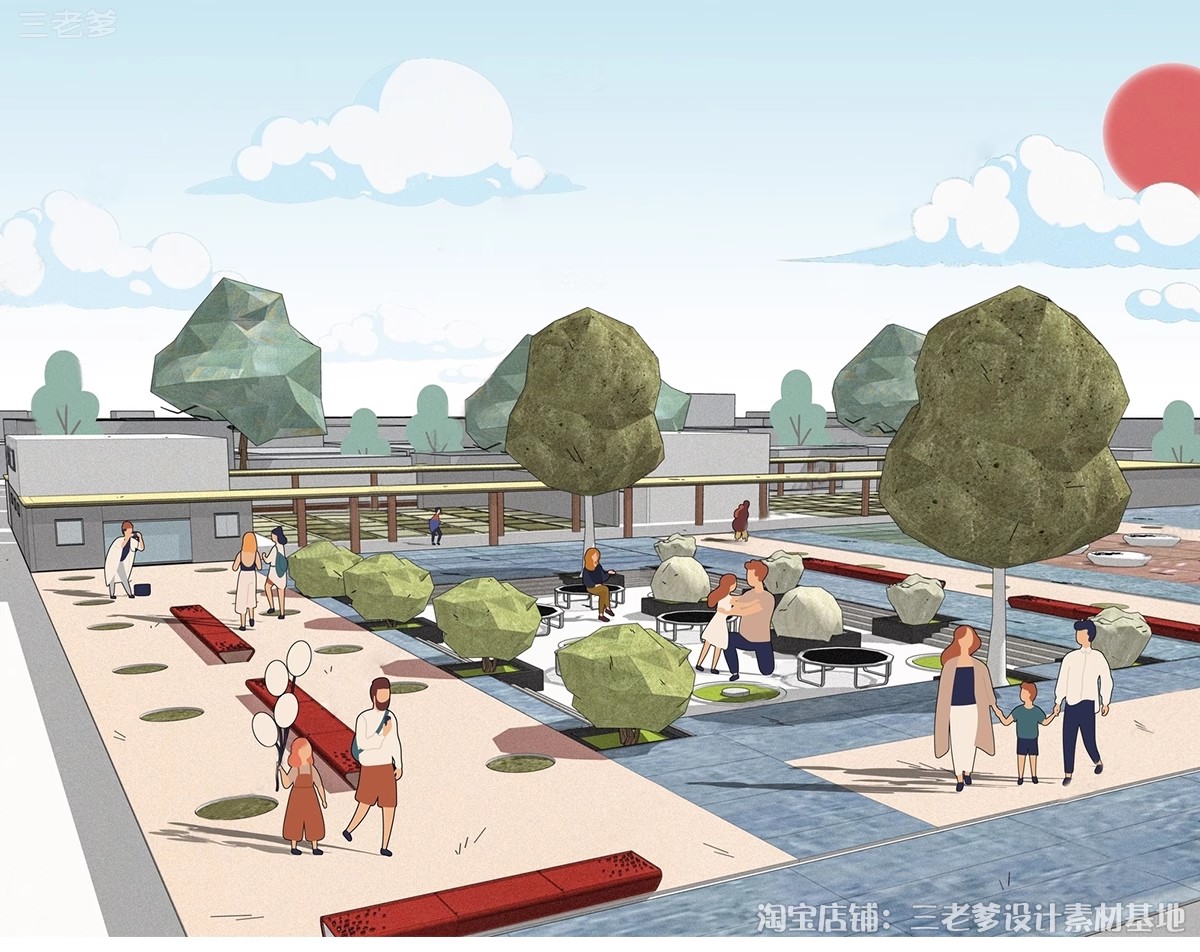 图片[19]-小清新分析图su模型园林景观建筑环艺城市规划草图大师竞赛风素材-大怪兽分享