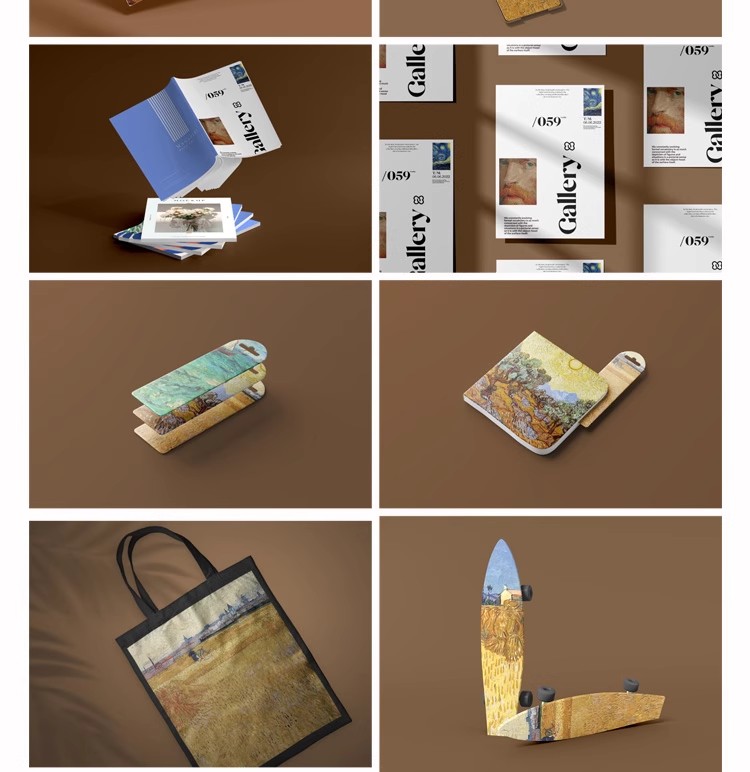 图片[5]-美术馆博物馆艺术文具文创Mockup提案展示贴图效果PSD样机素材PS-大怪兽分享