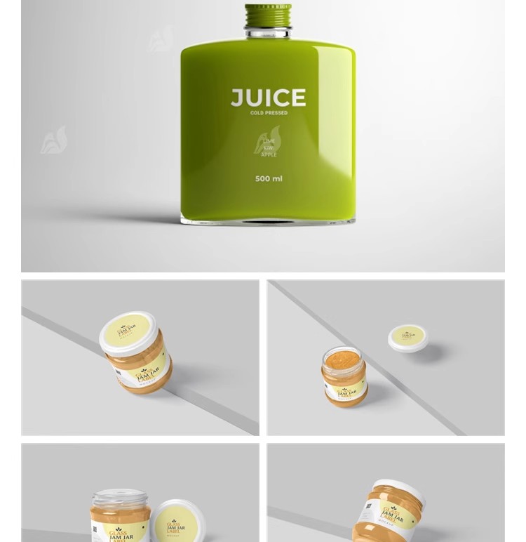 图片[5]-玻璃瓶饮料塑料瓶产品瓶子标签品牌logo贴图效果VI样机psd设计素-大怪兽分享