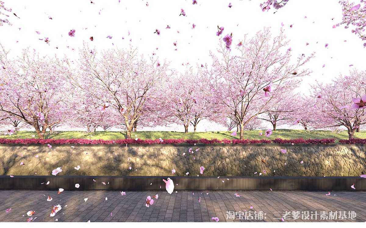 图片[19]-樱花树梅花树PS免抠 景观园林梅花桃花花瓣街道植物PSD效果图素材-大怪兽分享
