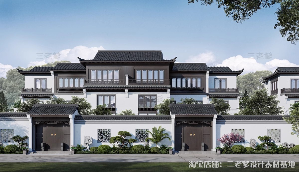 图片[20]-合院别墅SU模型库四合院自建房外观中式古建民宿建筑园林景观设计-大怪兽分享