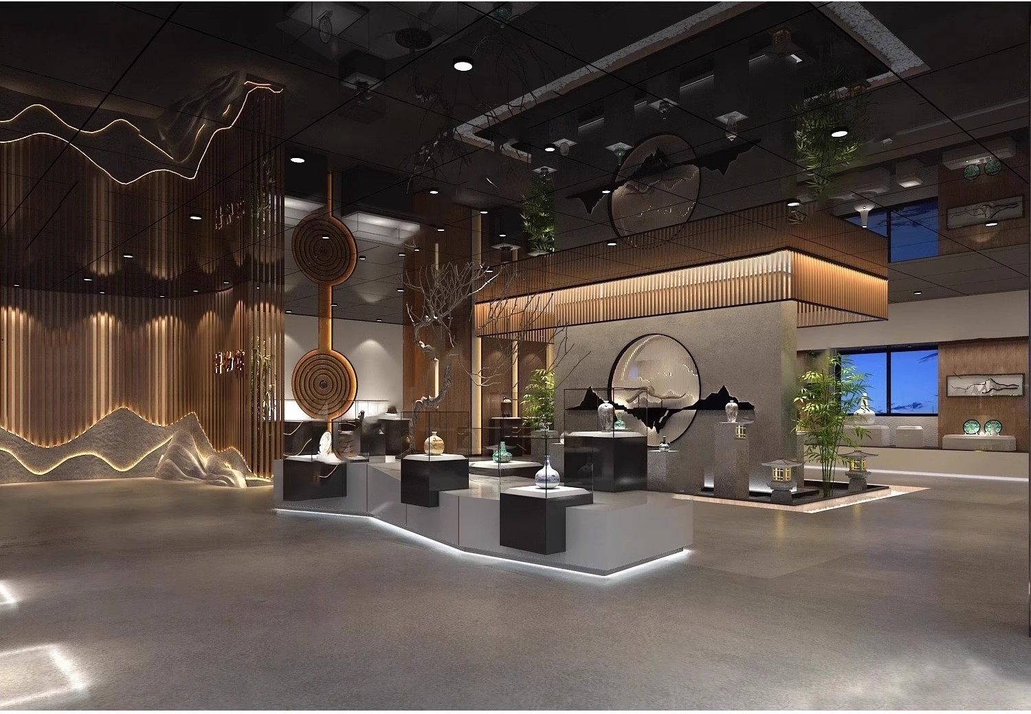 图片[20]-瓷器文化陶瓷青花瓷展厅SU模型新中式博物馆展馆展柜展架草图大师-大怪兽分享